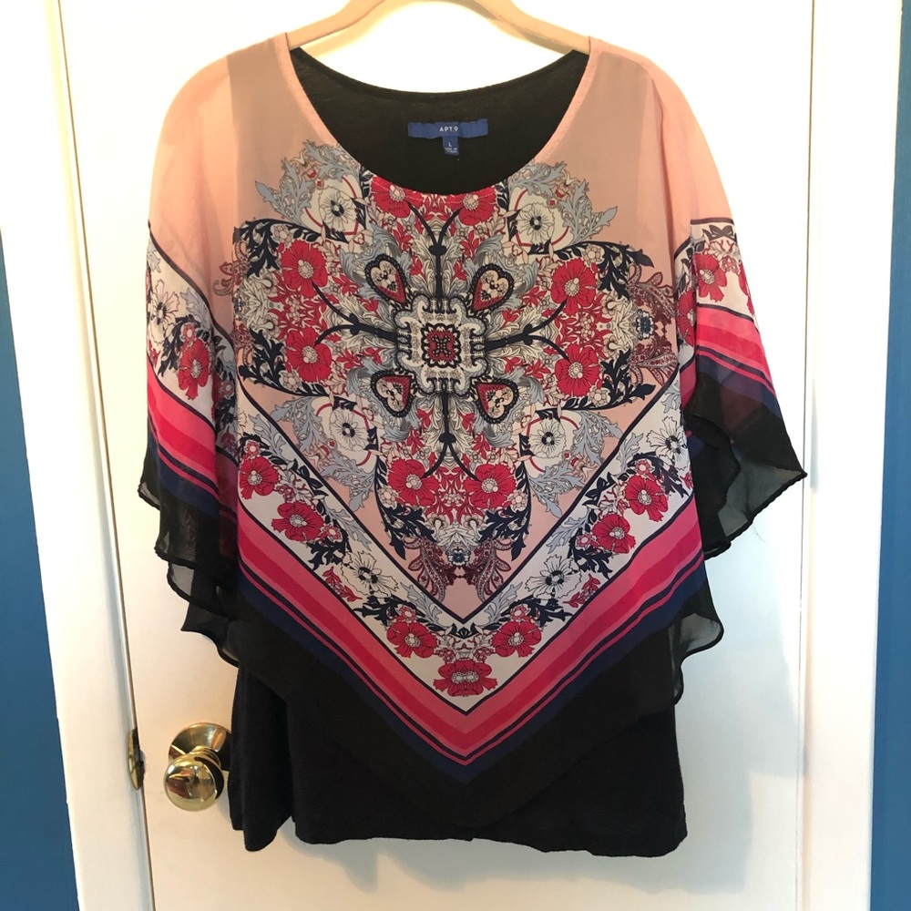 Apt 9 Chiffon Poncho w/ Tank Large